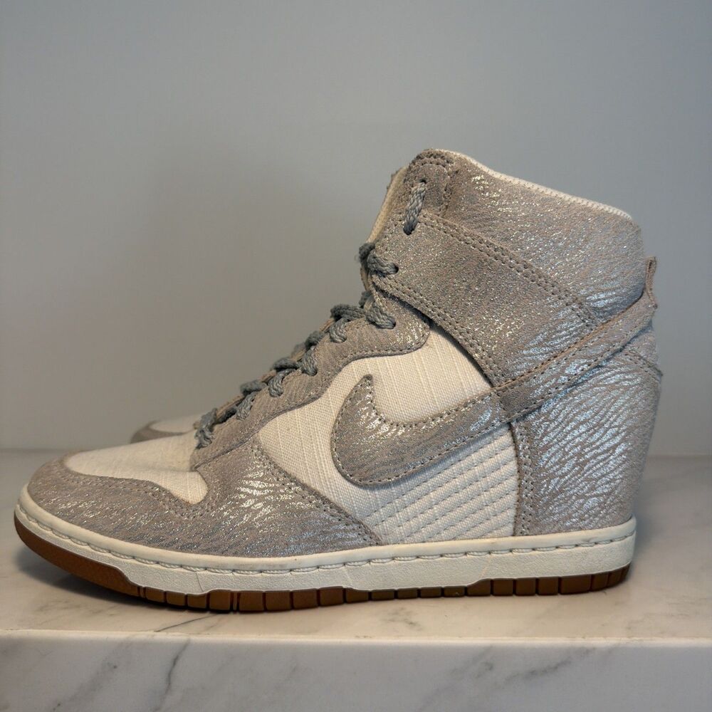 Nike Dunk Sky High Vintage Sail Metallic Silver Women’s Sneaker 8.5 Vtg Tumblr